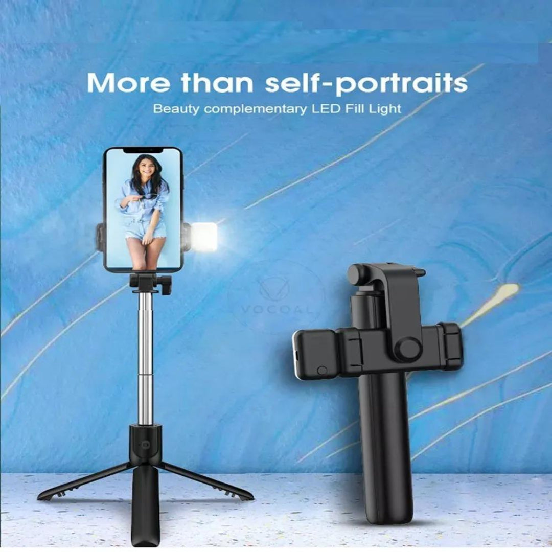 Bluetooth Selfie Stick With LED Light Mini Tripod